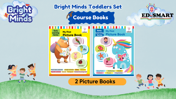 Edsmart Bright Minds Toddler Kit - Worksheets, 2 Picture books, StoryTeller set, EVA ABC123 and Flashcards - perfect for kids starting preschool