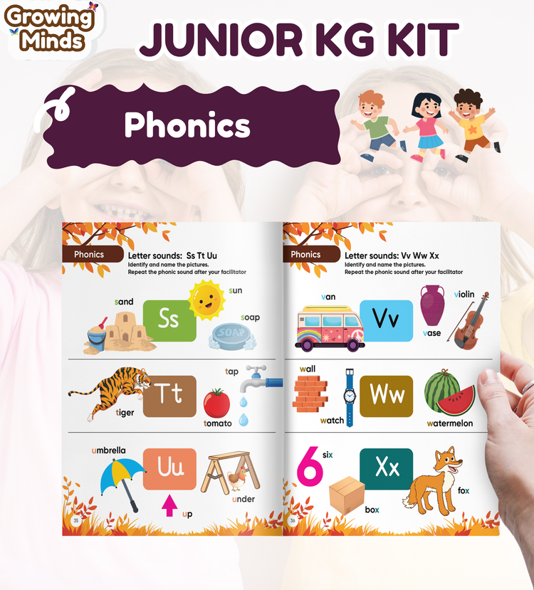 Edsmart Growing Minds - Junior KG /LKG Course and Workbook COMBO | Literacy & Phonics, Numeracy, EVS, Age 4+ Years, CBSE Curriculum | 6 Books and with FREE STORY TELLER SET