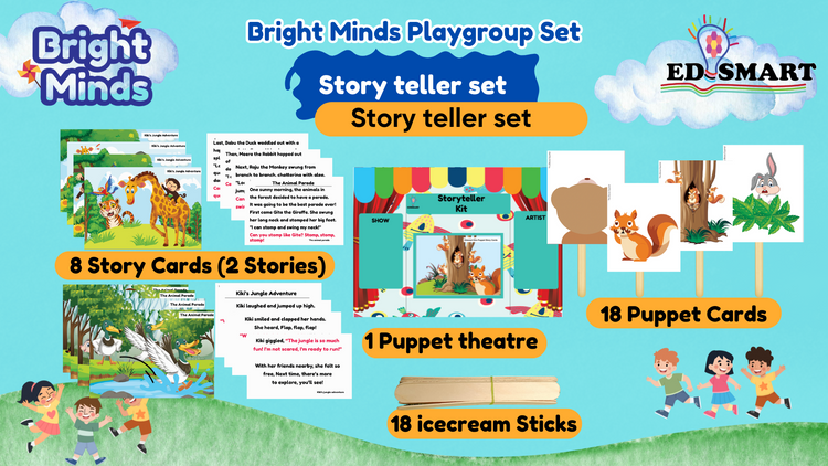 Edsmart Bright Minds Toddler Kit - Worksheets, 2 Picture books and StoryTeller set - perfect for kids starting preschool