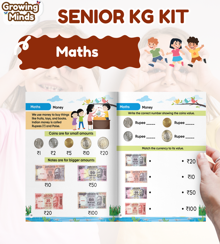 Edsmart Growing Minds - Senior KG /UKG Course and Workbook COMBO | Literacy & Phonics, Numeracy, EVS, Age 5+ Years, CBSE Curriculum | 6 Books and with FREE STORY TELLER SET