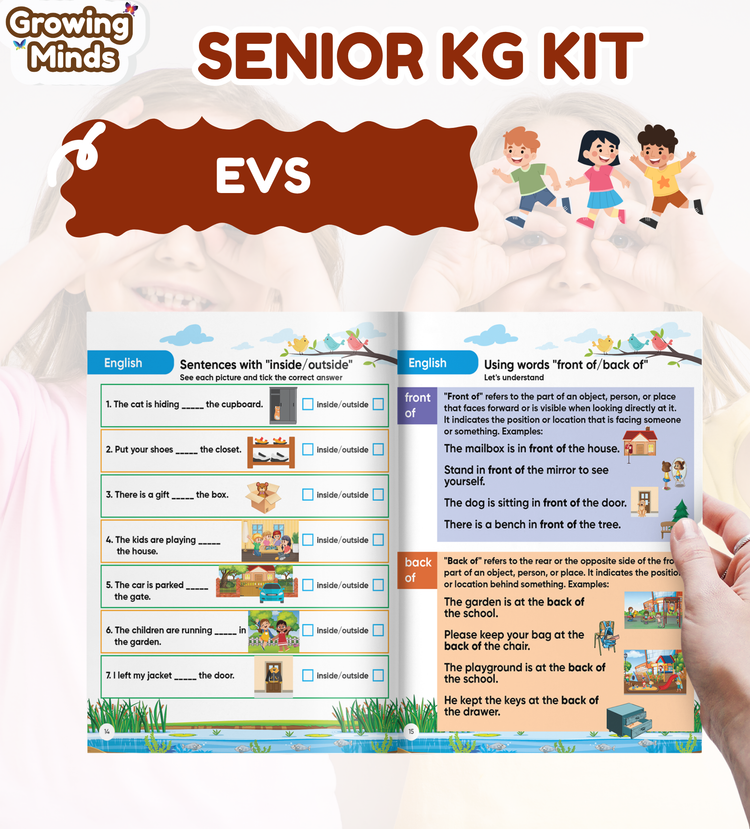 Edsmart Growing Minds - Senior KG /UKG Course and Workbook COMBO | Literacy & Phonics, Numeracy, EVS, Age 5+ Years, CBSE Curriculum | 6 Books and with FREE STORY TELLER SET