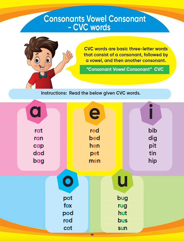 Edsmart Tiny Reader English phonics book, phonics reader level 2, Vowel Letter sounds, phonics activity book , Phonics books 4 years, Phonics worksheets , Letter sounds book, A-Z Sounds, CVC words