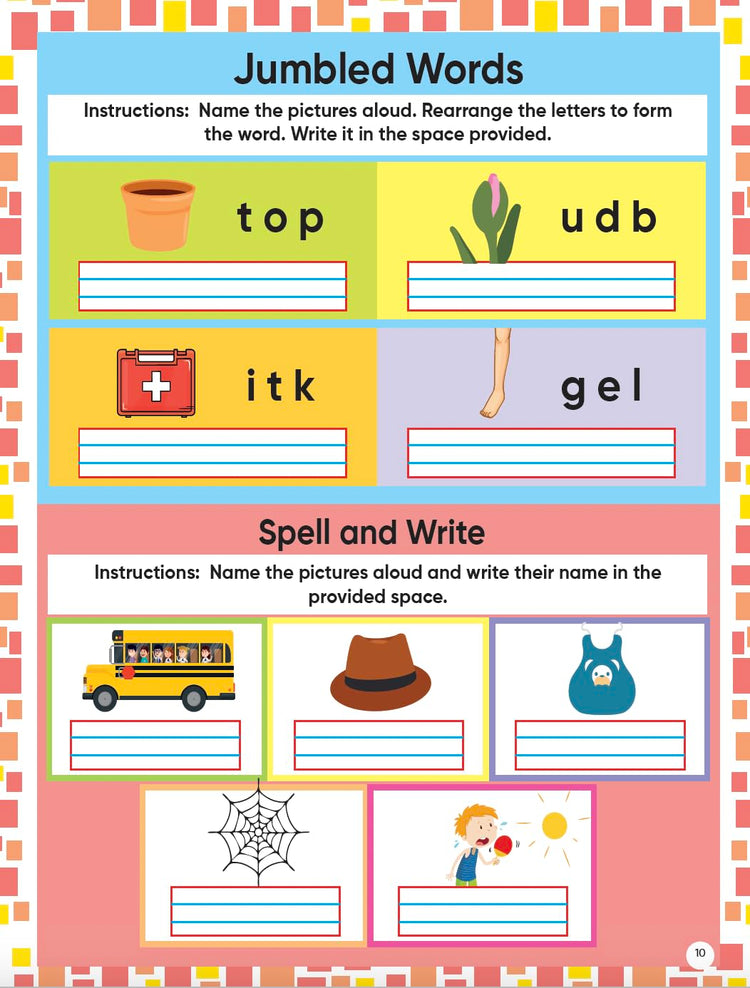 Edsmart Tiny Reader Phonics book 3, teaches short & long Vowel sounds, phonics activity book , Phonics books 5 years, Phonics worksheets , Blends, A-Z Sounds, Tricky & CVC words