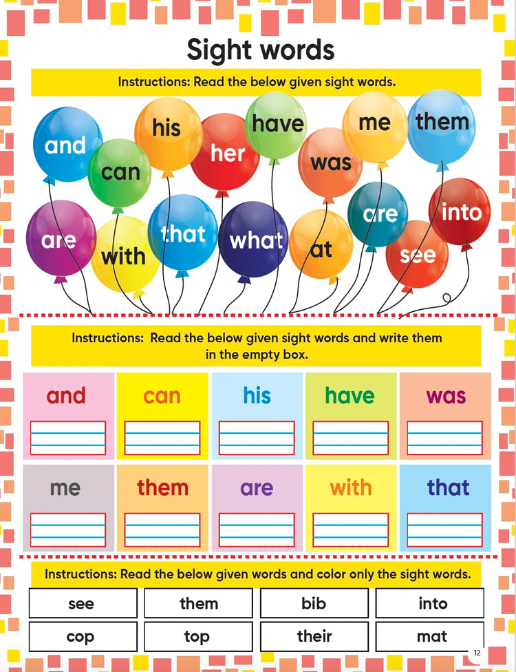 Edsmart Tiny Reader Phonics book 3, teaches short & long Vowel sounds, phonics activity book , Phonics books 5 years, Phonics worksheets , Blends, A-Z Sounds, Tricky & CVC words