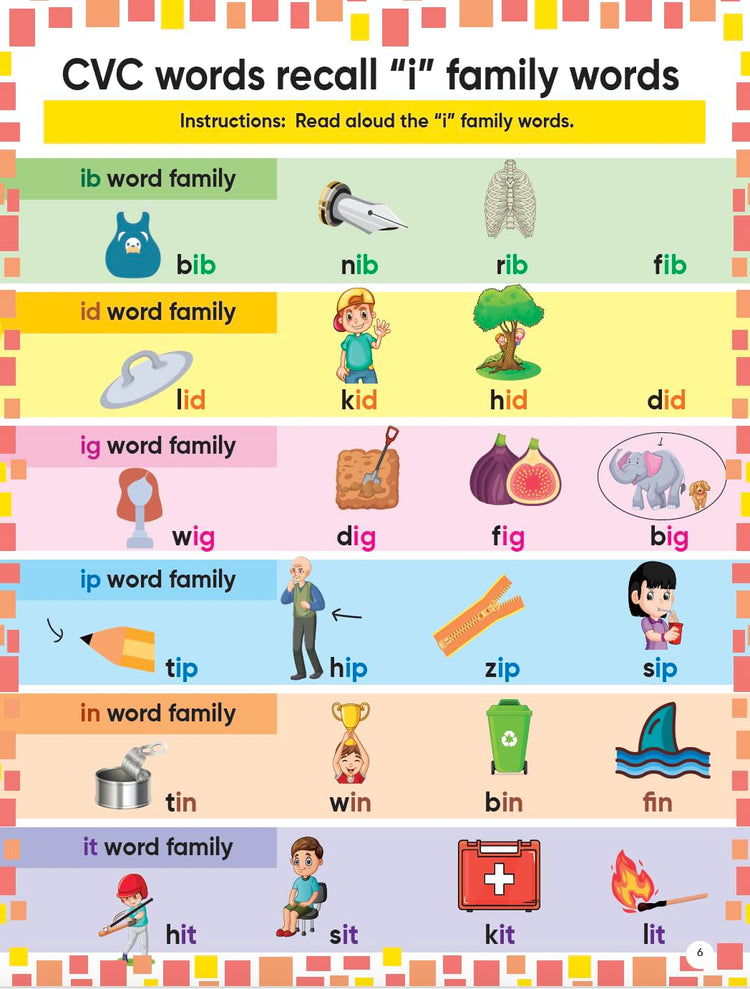 Edsmart Tiny Reader Phonics book 3, teaches short & long Vowel sounds, phonics activity book , Phonics books 5 years, Phonics worksheets , Blends, A-Z Sounds, Tricky & CVC words