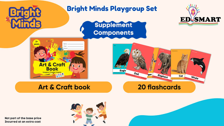 Edsmart Bright Minds Playgroup Kit - 5 Activity Books, 1 Picture books, 1 Story Book, 1 Rhyme book,  StoryTeller set, Art & Craft Book and 20 BIG flashcards - for 2+ years old Kids