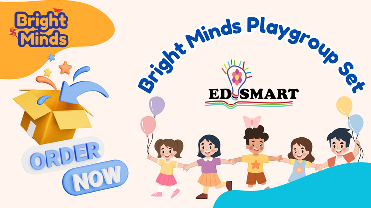 Edsmart Bright Minds Playgroup Kit - 5 Activity Books, 1 Picture books, 1 Story Book, 1 Rhyme book and StoryTeller set - for 2+ years old Kids