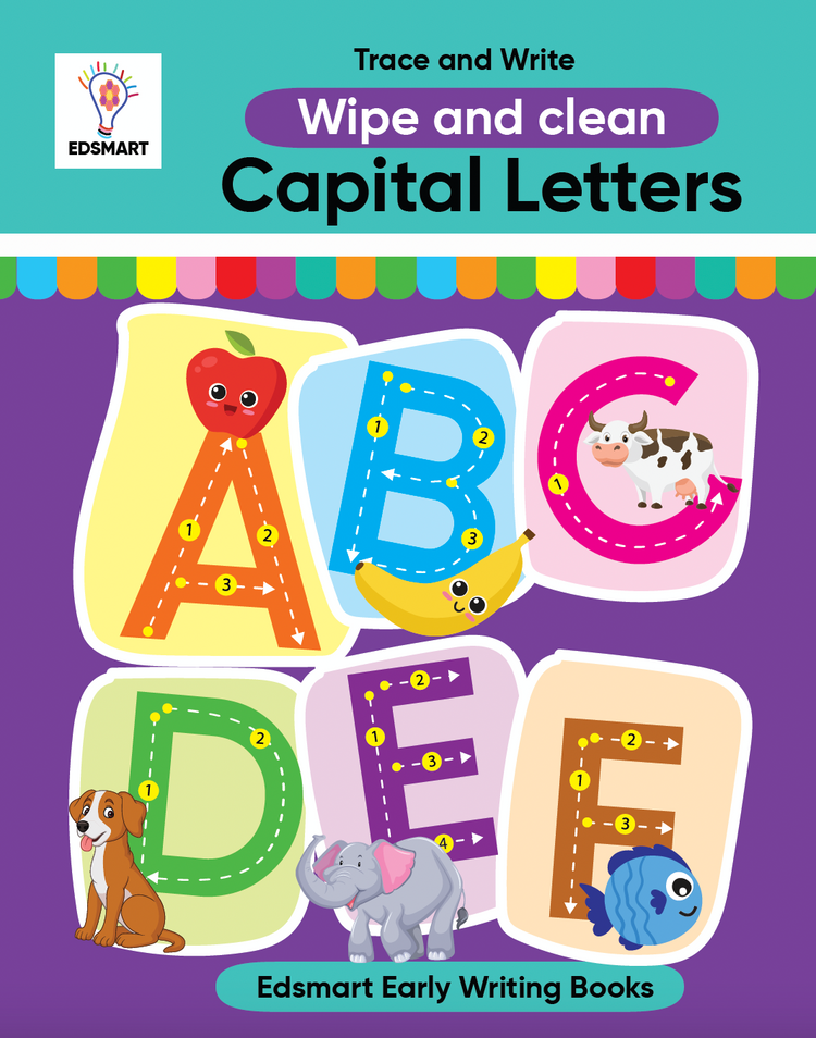 Wipe and Clean: Capital Letter Writing Book - kids reusable A-Z writing exercise book | Best Pencil Control Tracing Book for Kids with FREE Pen Included