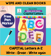 Wipe and Clean: Capital Letter Writing Book - kids reusable A-Z writing exercise book | Best Pencil Control Tracing Book for Kids with FREE Pen Included
