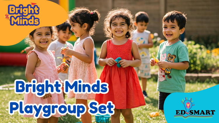 Edsmart Bright Minds Playgroup Kit - 5 Activity Books, 1 Picture books, 1 Story Book, 1 Rhyme book,  StoryTeller set, Art & Craft Book and 20 BIG flashcards - for 2+ years old Kids