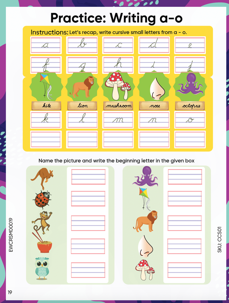 Edsmart English Small letter cursive Writing Book for Children Age 3 - 5 years ( Small Letters Cursive writing book ) | Handwriting Practice Book