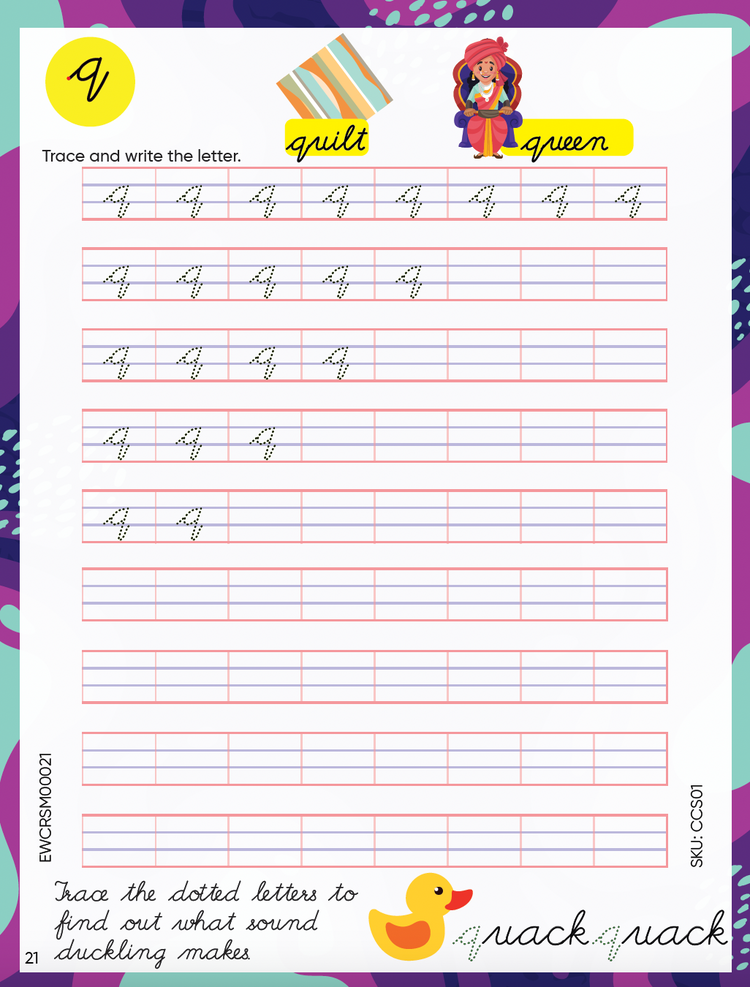 Edsmart English Small letter cursive Writing Book for Children Age 3 - 5 years ( Small Letters Cursive writing book ) | Handwriting Practice Book