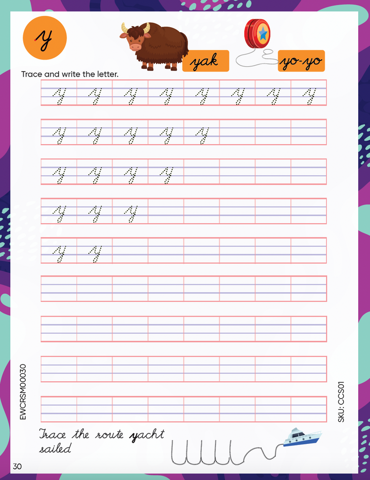 Edsmart English Small letter cursive Writing Book for Children Age 3 - 5 years ( Small Letters Cursive writing book ) | Handwriting Practice Book