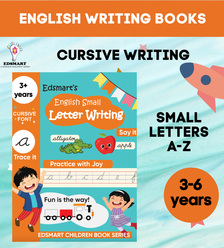 Edsmart English Small letter cursive Writing Book for Children Age 3 - 5 years ( Small Letters Cursive writing book ) | Handwriting Practice Book