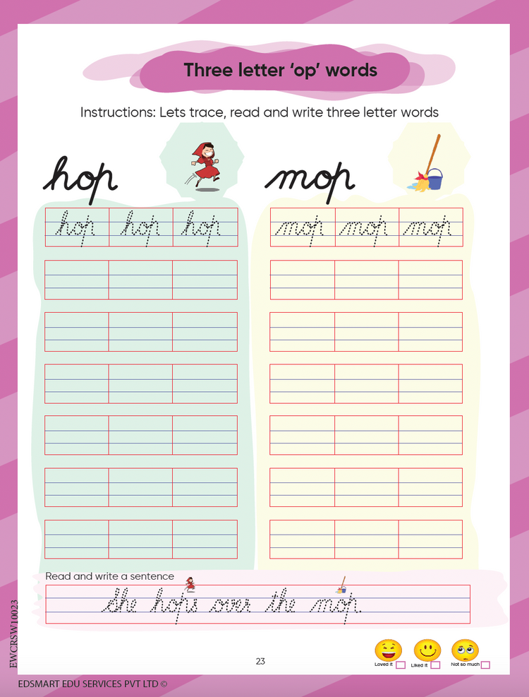 Edsmart Cursive Word Writing Book for 3+ years , copywriting cursive book includes 2 and 3 word Writing Practice Book | Hand writing Practice Books