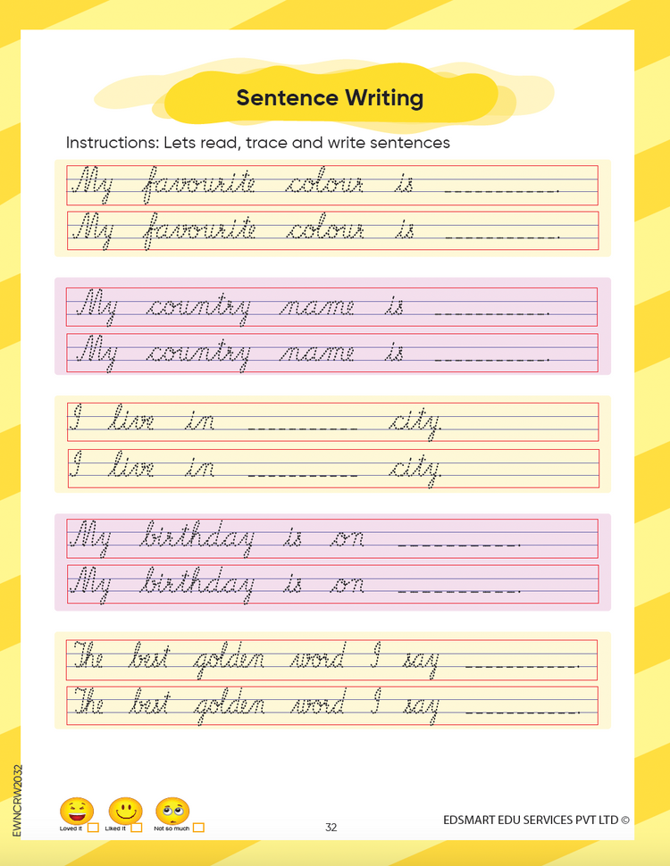 Edsmart Cursive Word Writing Book for 3+ years , copywriting cursive book includes 2 and 3 word Writing Practice Book | Hand writing Practice Books