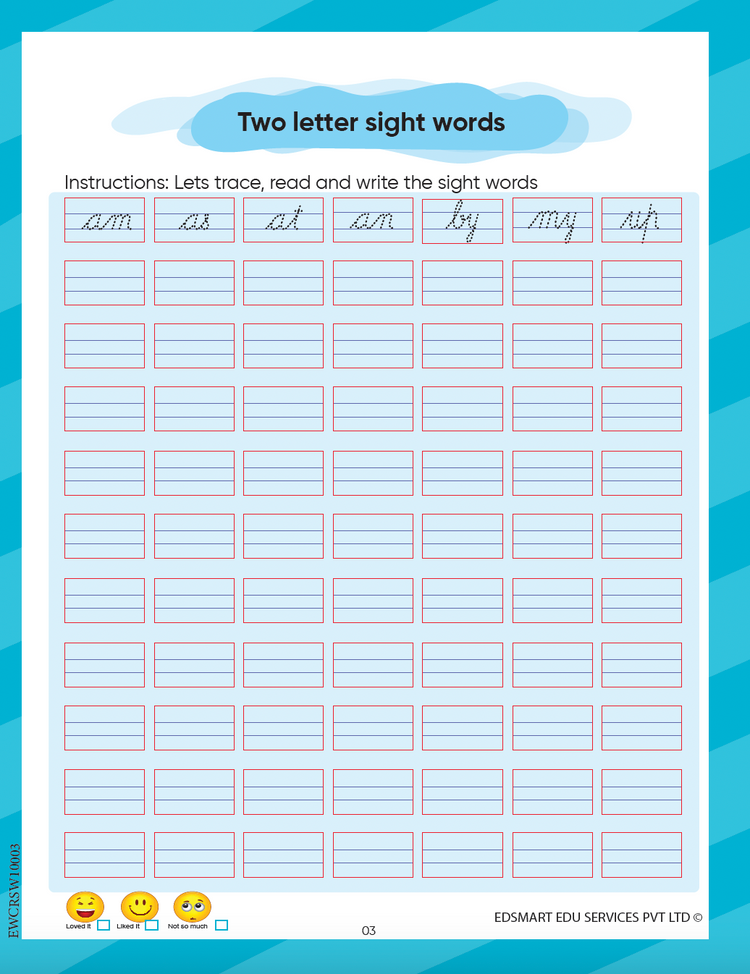 Edsmart Cursive Word Writing Book for 3+ years , copywriting cursive book includes 2 and 3 word Writing Practice Book | Hand writing Practice Books