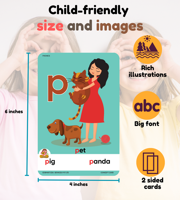 Edsmart BIG & Thick Flash Cards for Toddlers & Preschool - Phonics 42 letter sounds and READING CardsLearning for Kids |Montessori Toys & Games