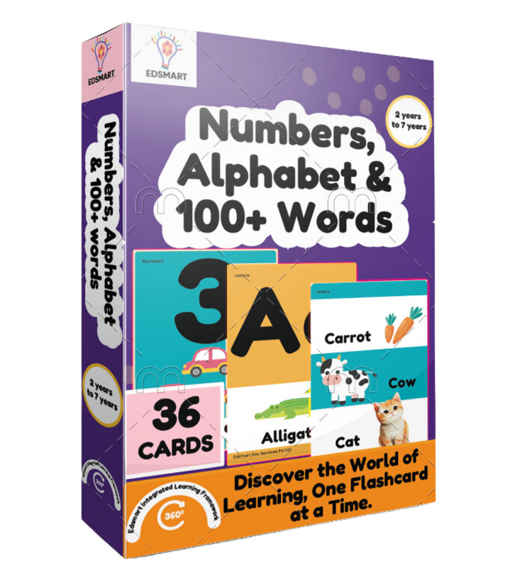 Edsmart BIG & Thick Flash Cards for Toddlers & Preschool  - Letters A-Z, Numbers 1-10 and 100+ Words Learning for Kids |Montessori Toys & Games