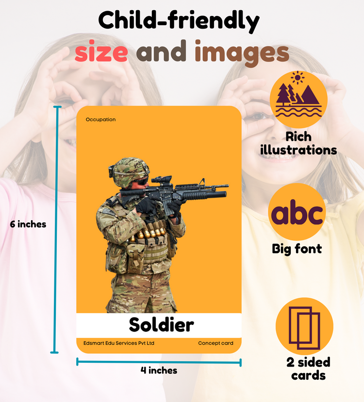 Edsmart BIG & Thick Flash Cards for Toddlers & Preschool  - Vehicles, Occupations & Seasons Learning for Kids |Montessori Toys & Games