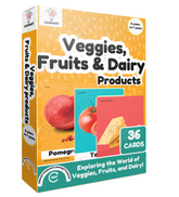 Edsmart BIG & Thick Flash Cards for Toddlers & Preschool - Veggies, Fruits and Dairy Products Learning for Kids |Montessori Toys & Games