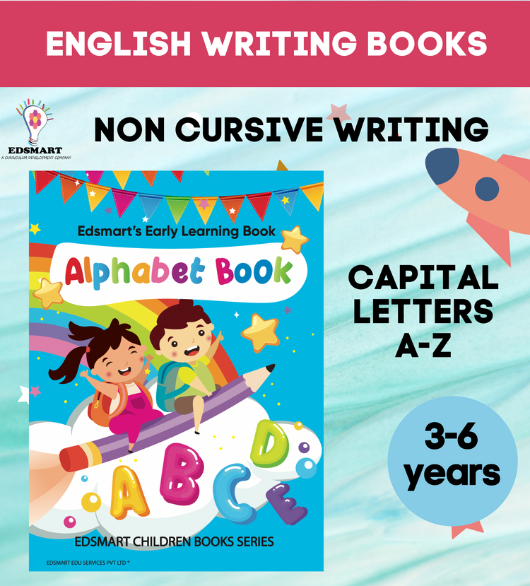 Edsmart Nursery Alphabet Writing Book for 3 years old | Alphabet Capital letters, Coloring, Pattern tracing, Handwriting practice book, Big letters of alphabet