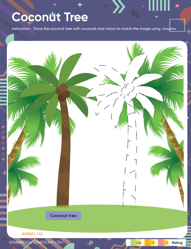 Edsmart Nursery Activity Book 1 for Kids 3 to 5 years old | Activities on Shapes & Eatables like colouring, tracing, using natural materials