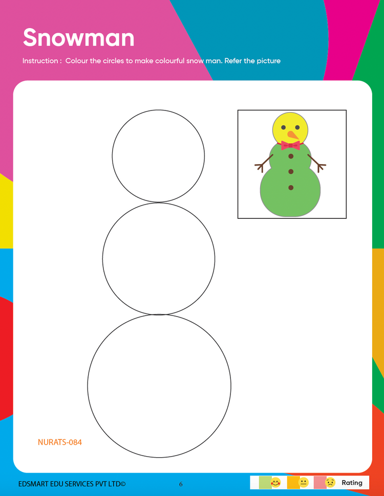 Edsmart Nursery Activity Book 1 for Kids 3 to 5 years old | Activities on Shapes & Eatables like colouring, tracing, using natural materials