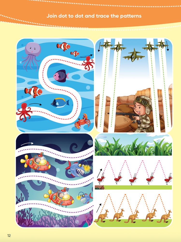 Wipe and Clean: Resuable Pattern Tracing Book - Pre-Writing Pattern tracing | Best Pencil Control Tracing Book for Kids with Free Pen Included