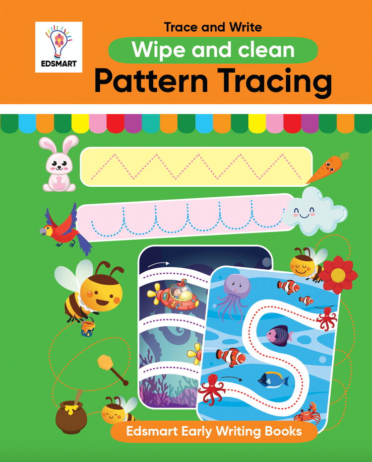 Wipe and Clean: Resuable Pattern Tracing Book - Pre-Writing Pattern tracing | Best Pencil Control Tracing Book for Kids with Free Pen Included