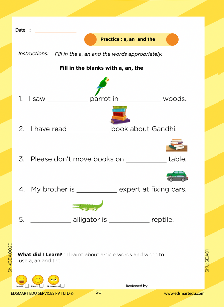 Senior KG English Activity and English Grammar Book, CBSE UKG English Grammar book