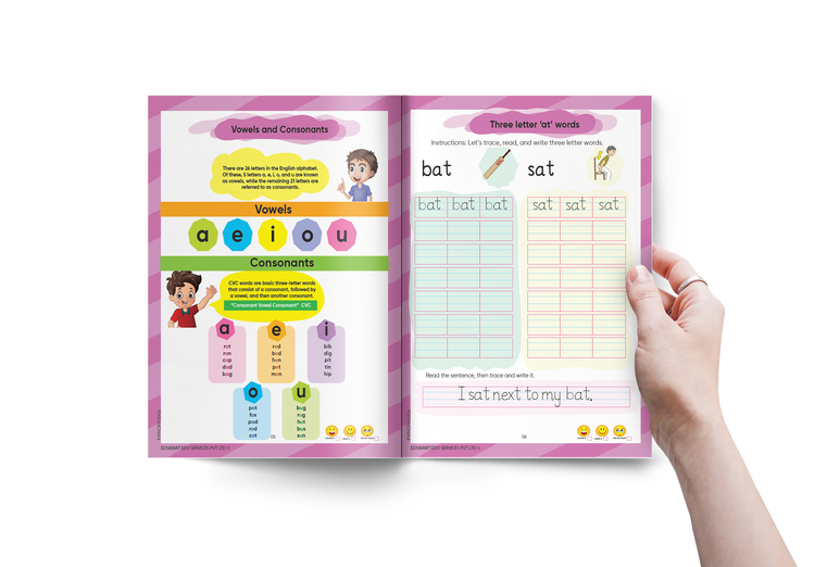Edsmart English Word Writing Book for Kids of 3-5 years old | Handwriting Practice Book | Teaches Sight words, CVC words and 4 line writing for words