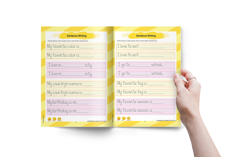 Edsmart English Word Writing Book for Kids of 3-5 years old | Handwriting Practice Book | Teaches Sight words, CVC words and 4 line writing for words