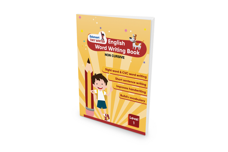 Edsmart English Word Writing Book for Kids of 3-5 years old | Handwriting Practice Book | Teaches Sight words, CVC words and 4 line writing for words