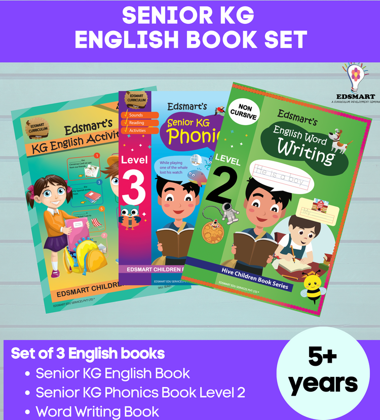 3 Senior English Book ( UKG English Grammar Book, Phonics Reading, Word Book Writing)
