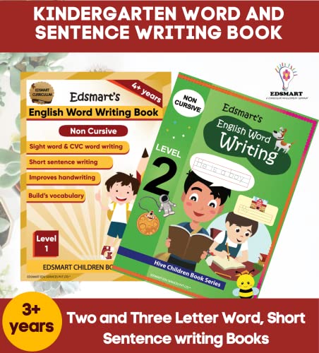 Edsmart English Word Writing Sentence Writing Books set for Kids of 3-5 years old books A4 Size Handwriting Practice Book activity books