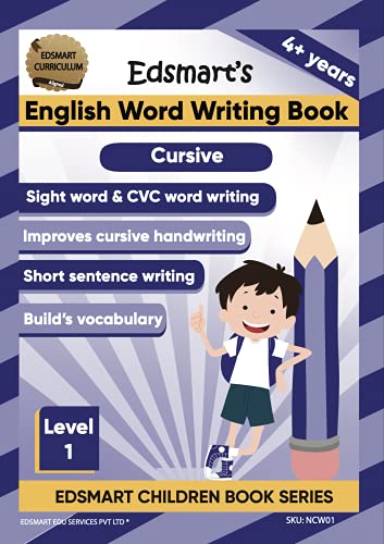 Edsmart Phonics Reader & English Cursive Word Writing Books Combo: A Reading and Writing for 4-Year-Olds| reading- sounds, blends and word for 4 years worksheets , Writing -Sight words, CVC words & 4 line writing for words
