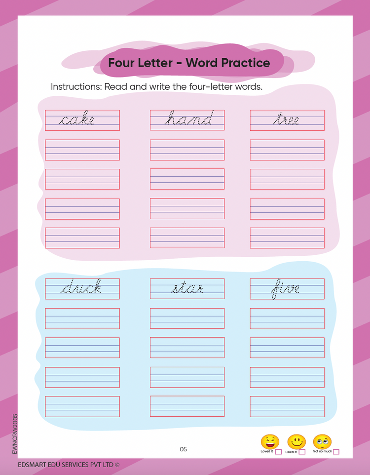 Edsmart Cursive word Writing Book Level 2, English Cursive copywriting book 3 letter word writing and sentence writing | Handwriting Improvement Books