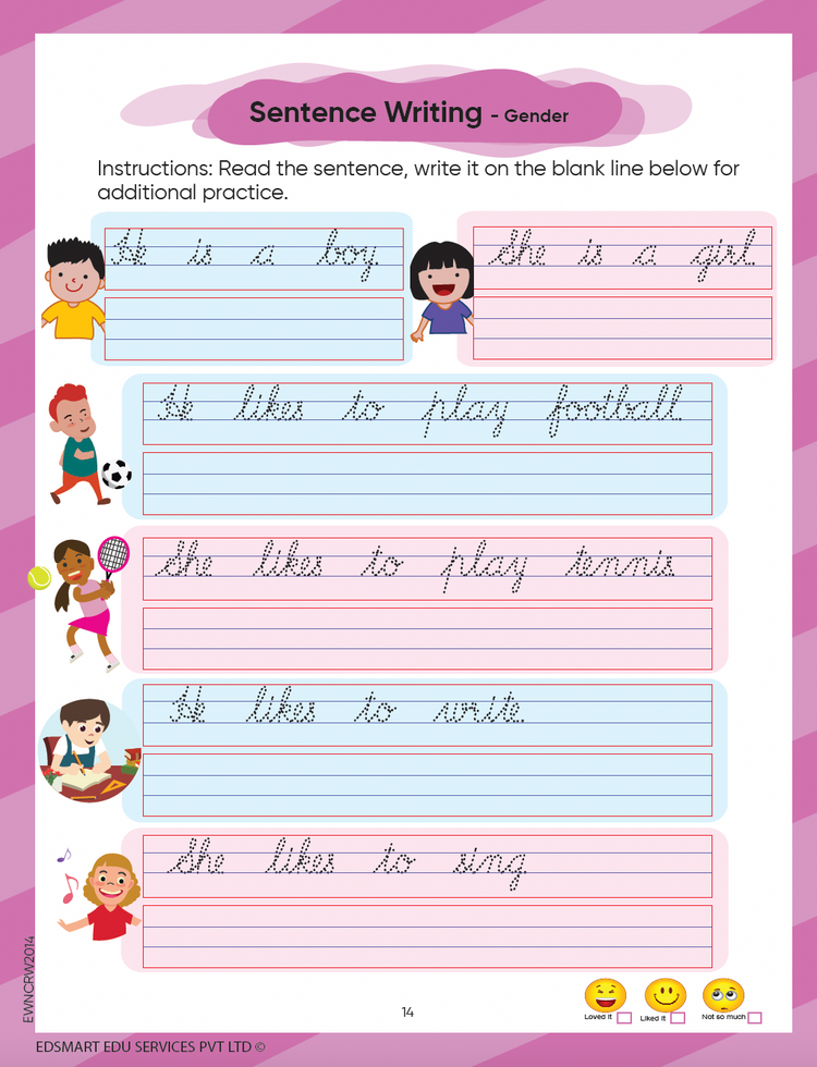 Edsmart Cursive word Writing Book Level 2, English Cursive copywriting book 3 letter word writing and sentence writing | Handwriting Improvement Books