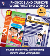 Edsmart Phonics Reader & English Cursive Word Writing Books Combo: A Reading and Writing for 4-Year-Olds| reading- sounds, blends and word for 4 years worksheets , Writing -Sight words, CVC words & 4 line writing for words