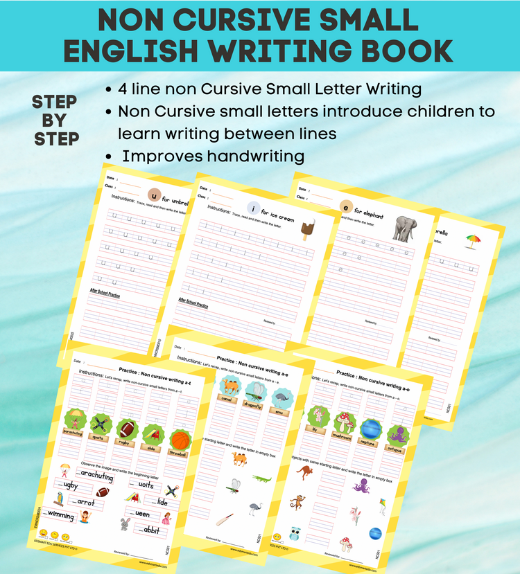 Edsmart English writing book small letters alphabets , 4 line kids writing - handwriting improvement books | alphabets writing books for kids