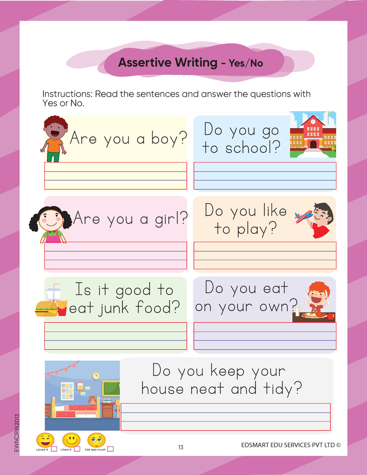 Edsmart English Word Writing Books- 3 word and Sentence Writing Practice, Handwriting Practice books for 4-7 years | Worksheets for CBSE LKG