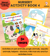 Edsmart Activity Book 4 for Kids in English | 3 to 5 years old kids | Activities on Animals & Helpers like coloring, tracing & natural materials