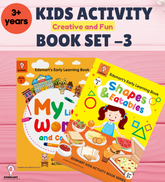 Pre school books for kids - Set of 2 Activity books for 3 years /Teaches 4 creative kids learning Themes ( My Little World, Colors, Shapes, Eatables)