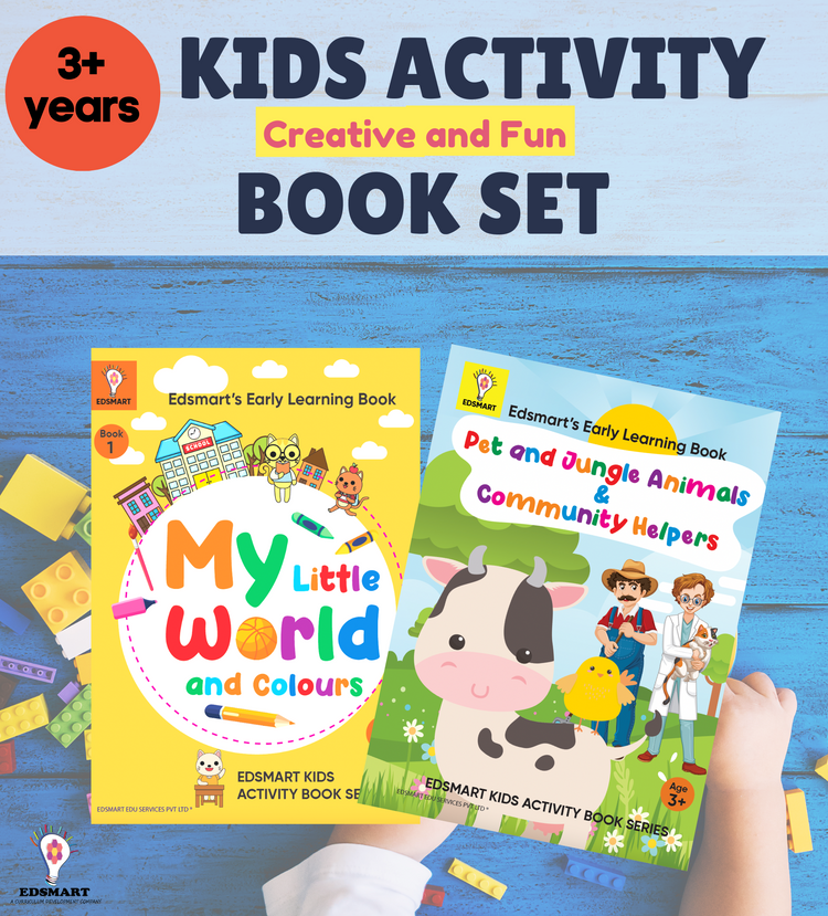 Nursery worksheets for kids 3 years - Set of 2 Nursery books | Teaches 4 Themes ( My Little World, Colors, Jungle Animals and Community Helpers)