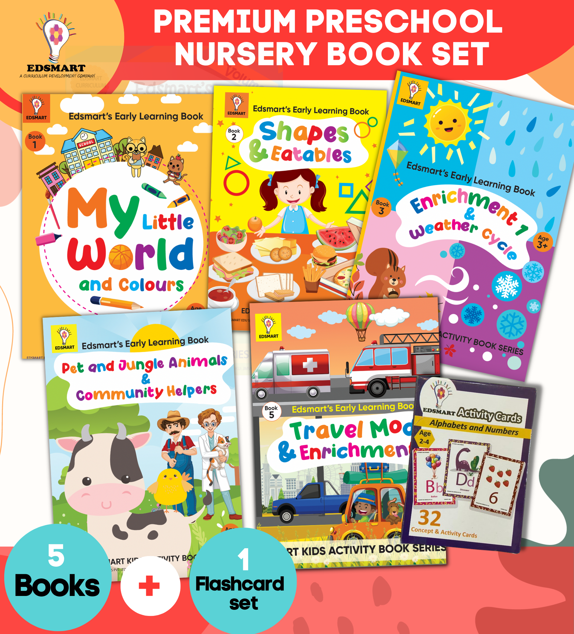 Nursery Activity Books , BEST for 3 - 5 years old kids- (Set of 5
