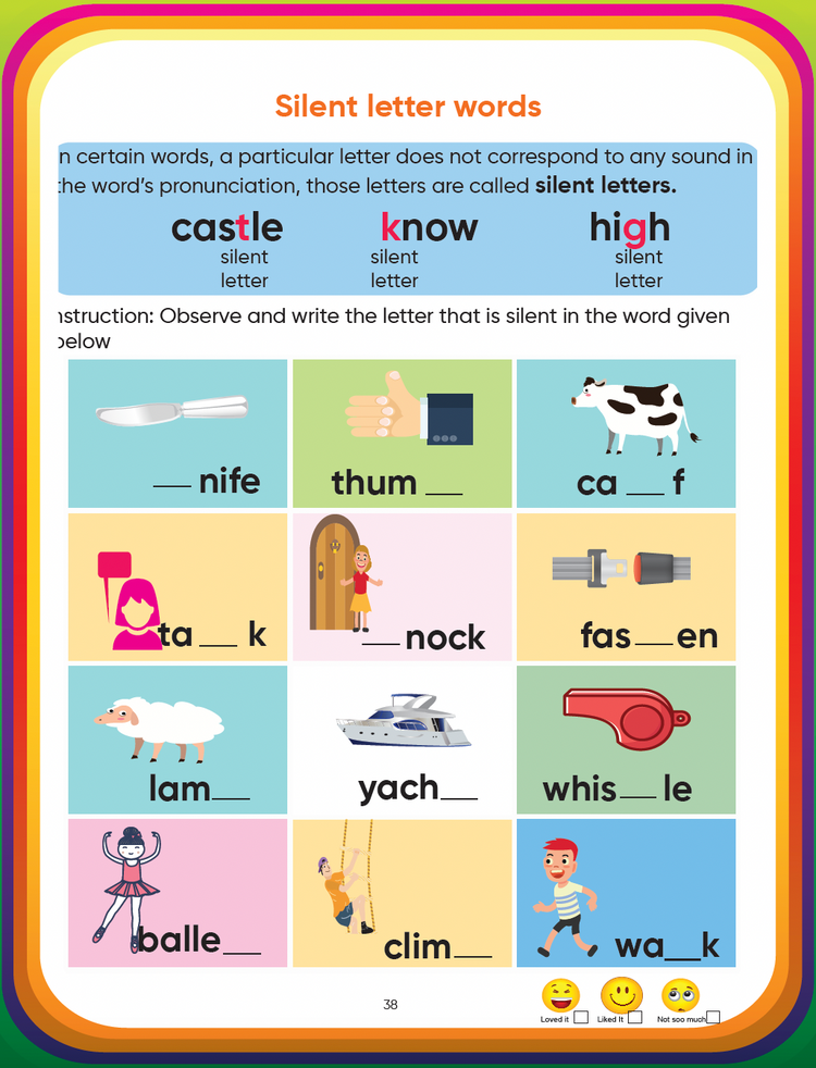 3 Senior KG English Book - UKG English Grammar Book, Phonics Reading Level 3, Cursive Word Writing Book)