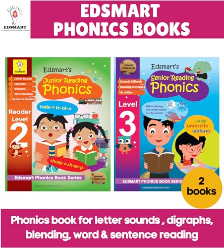 EDSMART Phonics Books Combo of 2 Books for kids | Phonics reader level 2 and 3 , phonics activity book worksheets, Phonics letter sounds, vowel letter sounds