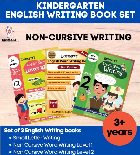 Complete Kg English Letter And English Word Writing Book Set | Non Cursive Writing 3 Book Combo | Handwriting Practice Book