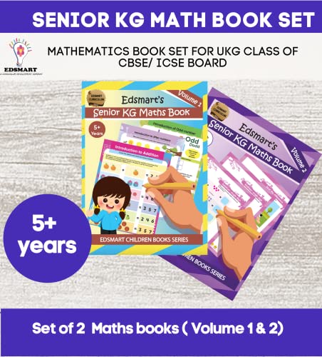 Senior KG Maths Combo of 2 books - UKG Maths Workbook CBSE for 4+ Years / UKG Maths worksheets for kids CBSE / Kindergarten Maths Activity Text Books / Teaches Number, 3D Shapes, Symbols, Ordinal Position, Addition and Subtraction